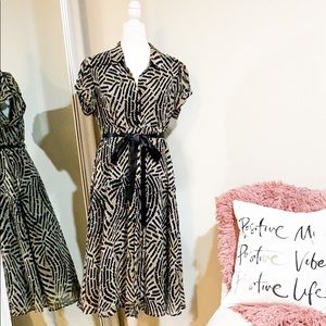 Midi Multi Color Black and Tan Dress